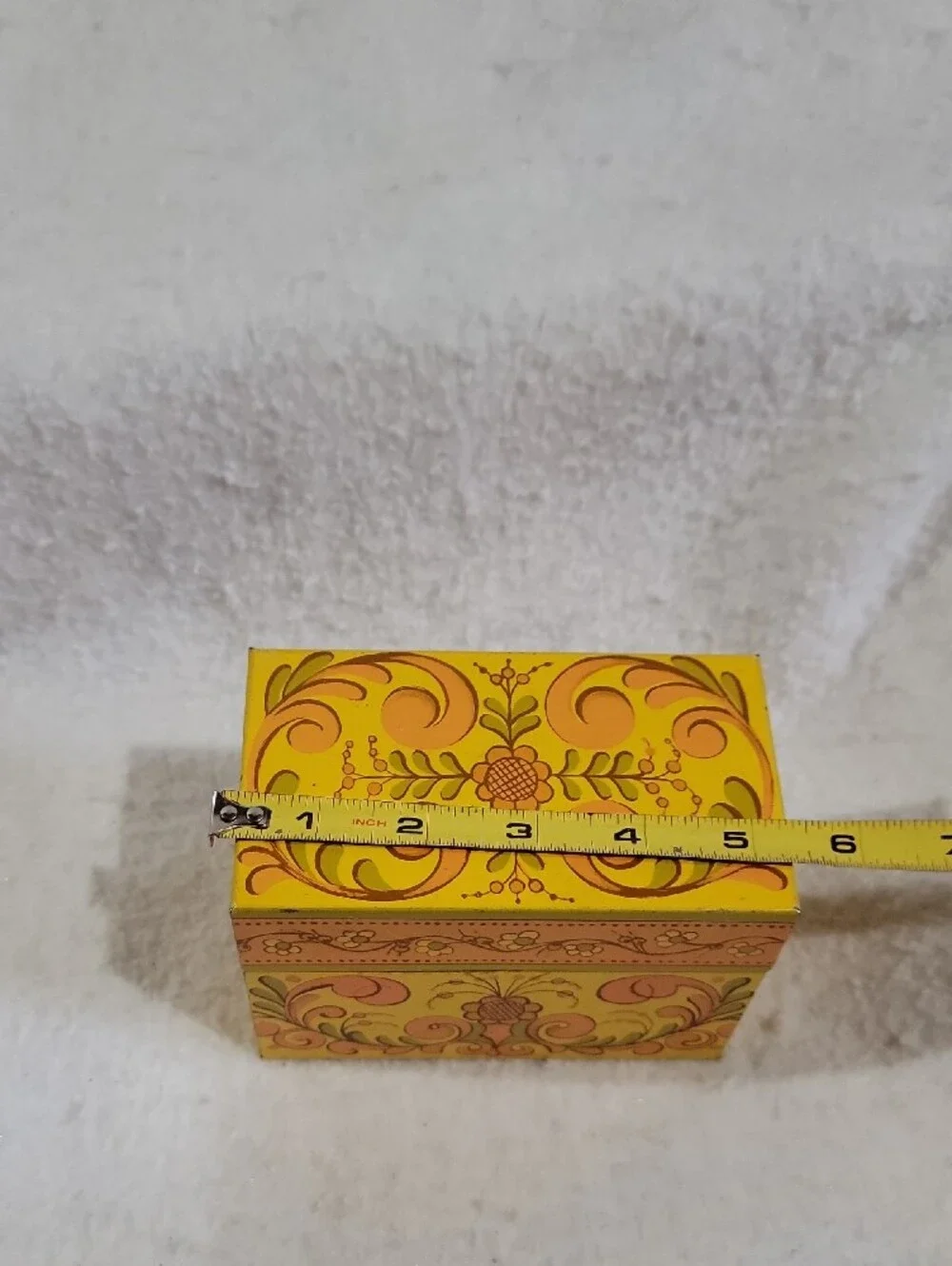 Vintage Avon Decorative Yellow and Orange Floral Recipe Box